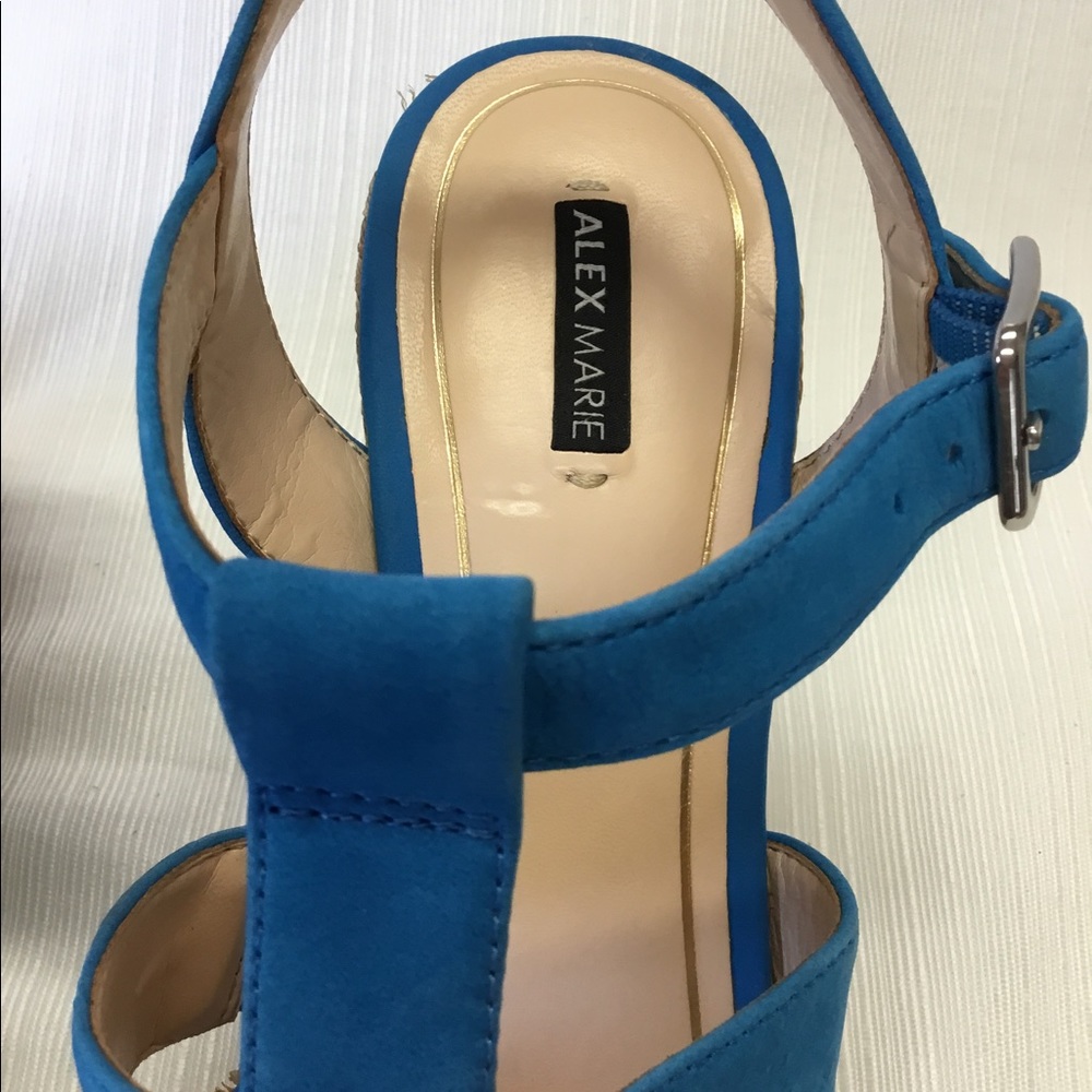 Alex Marie Blue Suede Wedges - Picture 3 of 8